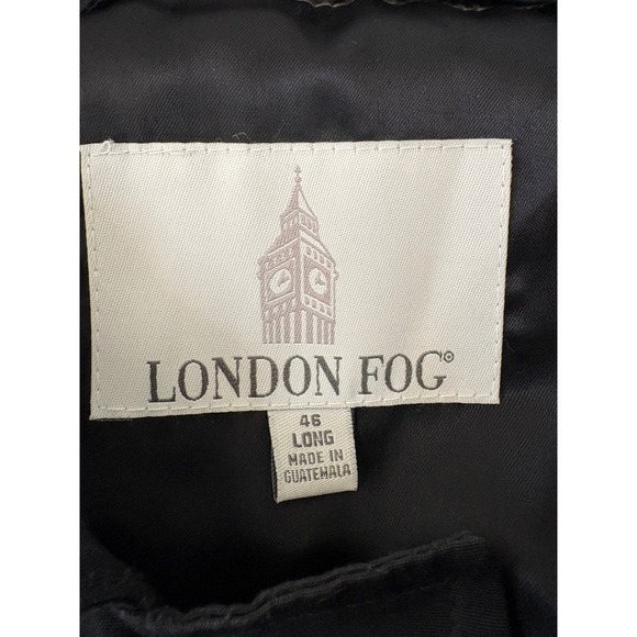 London Fog Mens Black Trench Coat Long Rain‎ Coat Classic Overcoat 46 - Picture 8 of 10